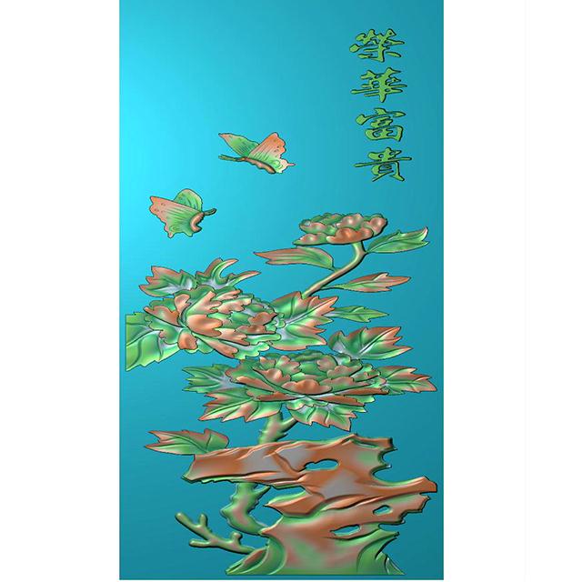 牡丹花鸟花草石头浮雕图（MD-195）展示