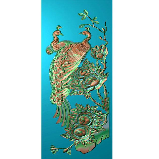 牡丹花鸟花草石头浮雕图（MD-199）展示