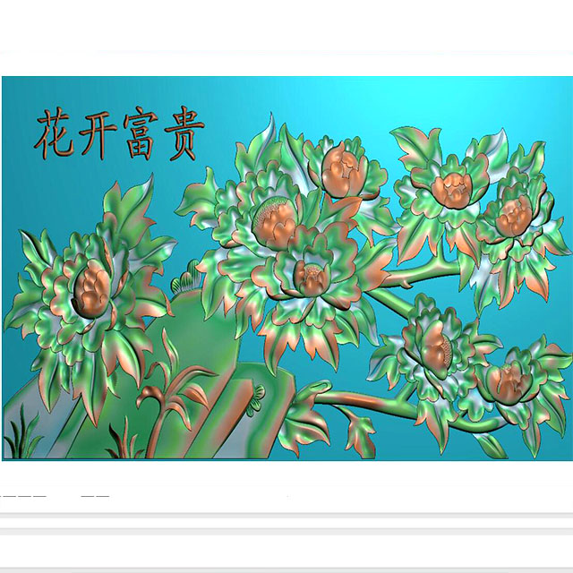 牡丹花鸟花草石头浮雕图（MD-244）展示
