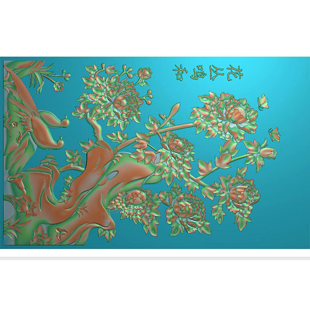 牡丹花鸟花草石头浮雕图（MD-249）展示
