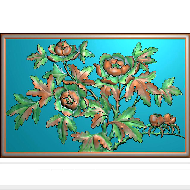 牡丹花鸟花草石头浮雕图（MD-451）展示