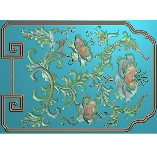 牡丹花鸟花草石头浮雕图（MD-453）展示