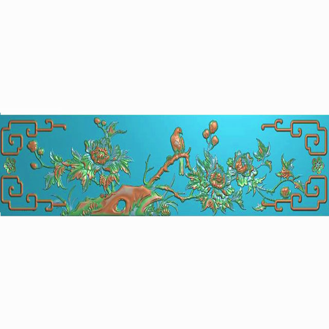 牡丹花鸟花草石头浮雕图（MD-474）展示