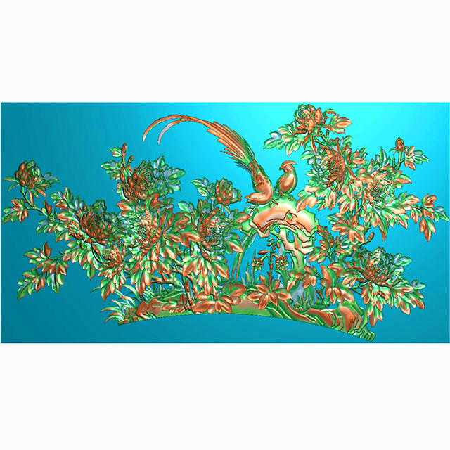 牡丹花鸟花草石头浮雕图（MD-2000）展示