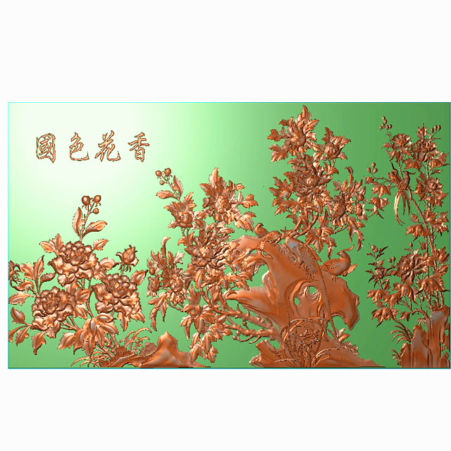 牡丹花鸟花草石头浮雕图（MD-2001）展示