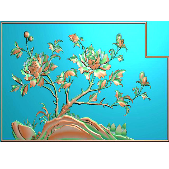 牡丹花鸟花草石头浮雕图（MD-6005）展示