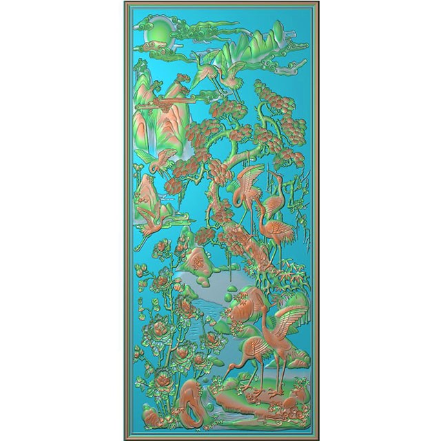石材山水松鹤精雕图（ZS-12）展示