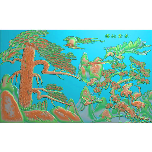 石材山水松鹤精雕图（ZS-16）展示