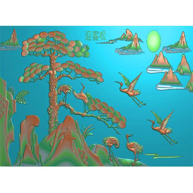 石材山水松鹤精雕图（ZS-21）展示