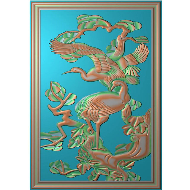 石材松鹤精雕雕刻图（ZS-46）展示