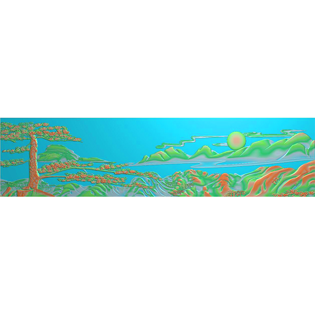 石材旭日东升山水精雕雕刻图（ZS-65）展示