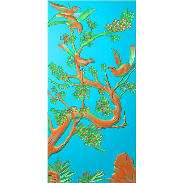 石材梅花鸟浮雕图（ZS-71）展示