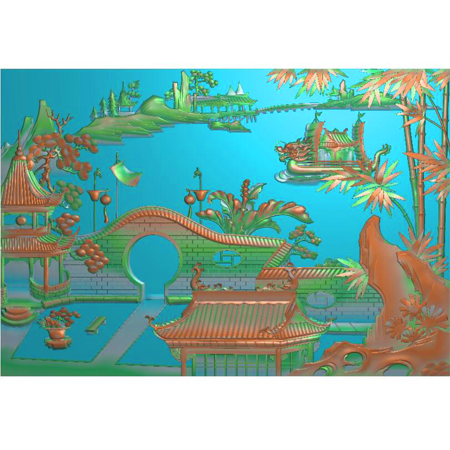 山水建筑精雕图有线（ZS-217）展示