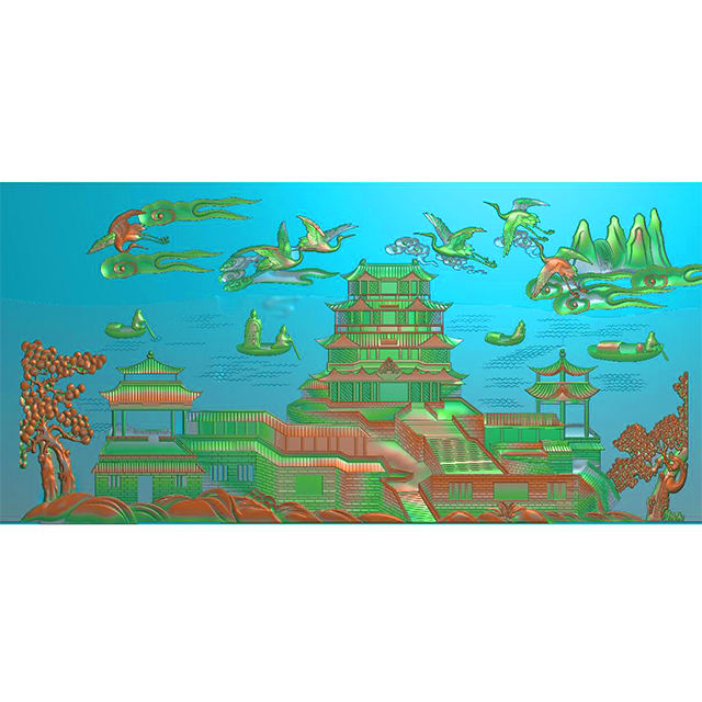 石雕山水建筑浮雕图（ZS-213）展示