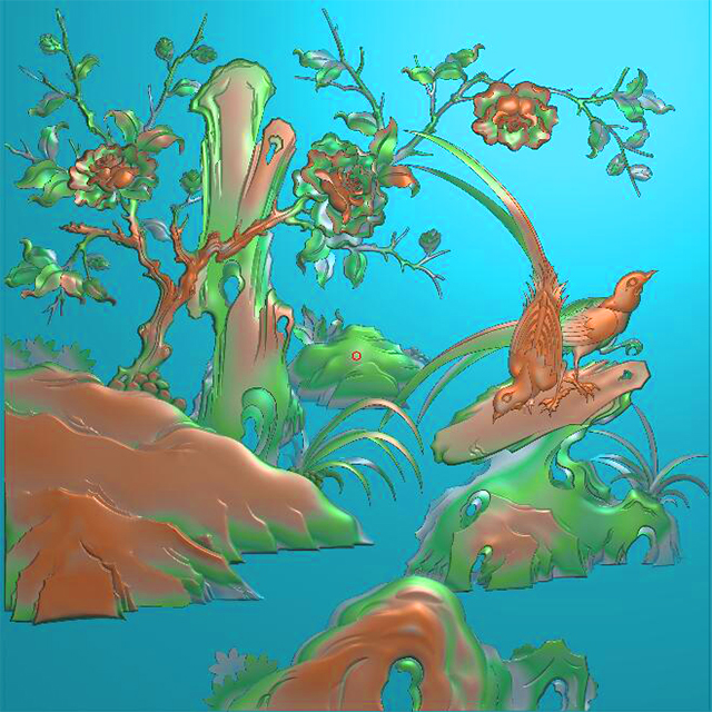 石雕山水花鸟浮雕图（ZS-215）展示