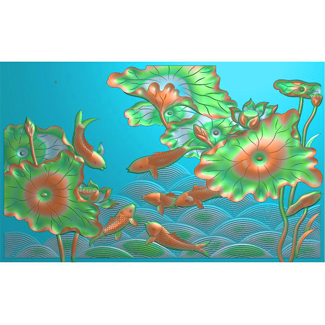 石材荷花鱼雕刻图（ZS-247）展示