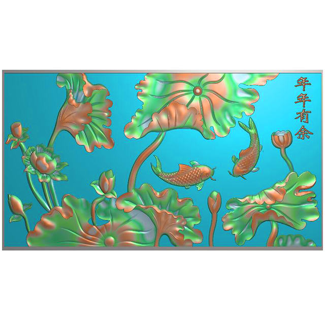 石材荷花鱼雕刻图（ZS-281）展示