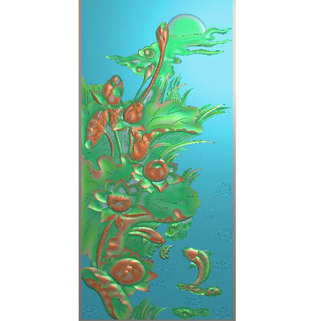石材荷花鱼雕刻图（ZS-288）展示
