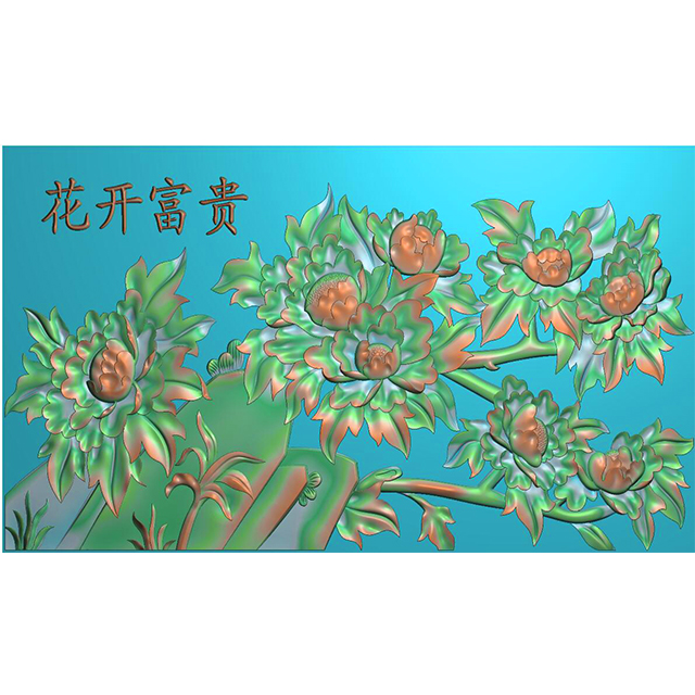 石雕牡丹浮雕图（ZS-353）展示