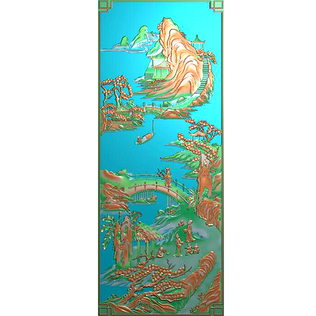 山水建筑浮雕图（SSRW-0011）展示