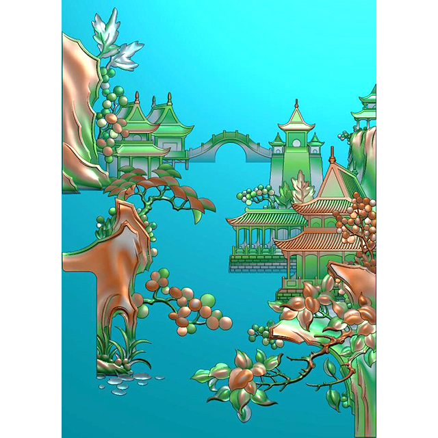 山水人物雕刻图（SSRW-6020）展示