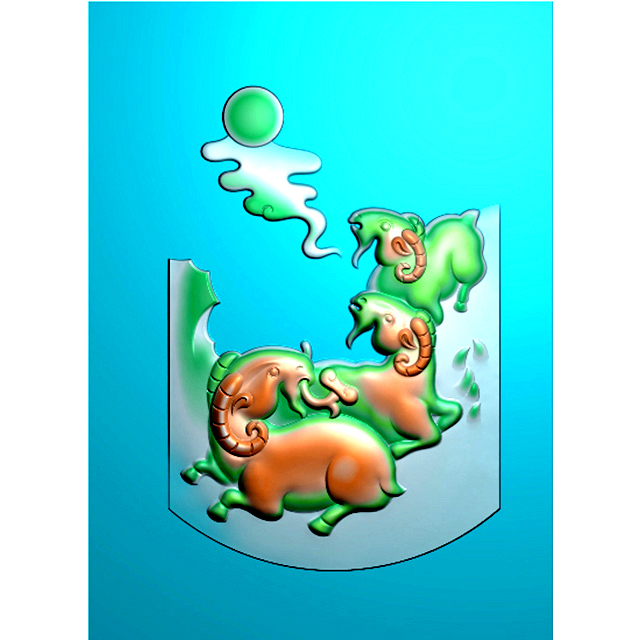 玉雕三阳开泰四六牌雕刻图（SLP-0134）展示