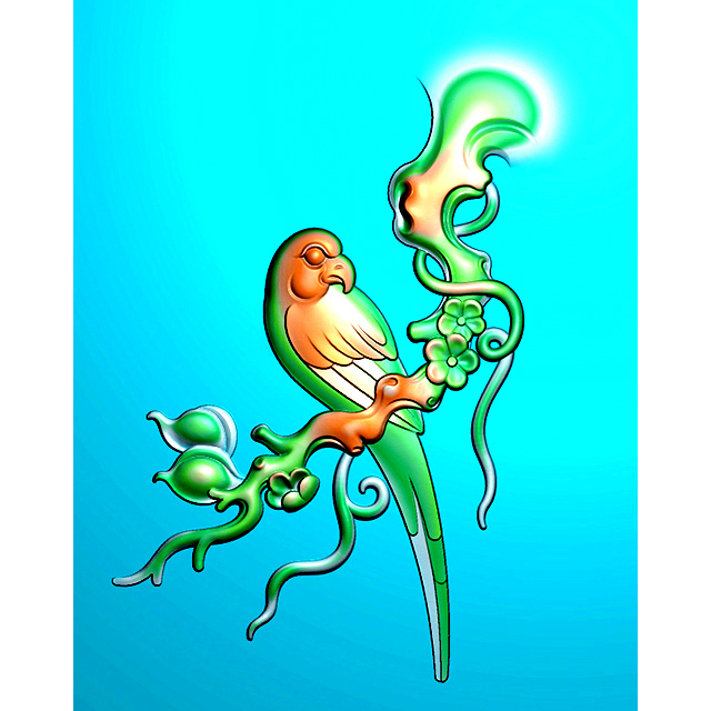 花鸟玉雕四六牌精雕图（SLP-0188）展示