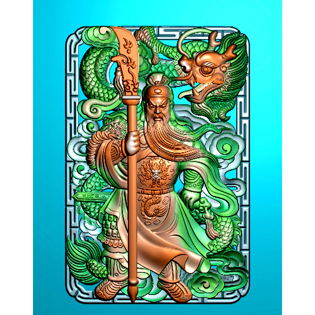 关公四六牌精雕图（SLP-0224）展示