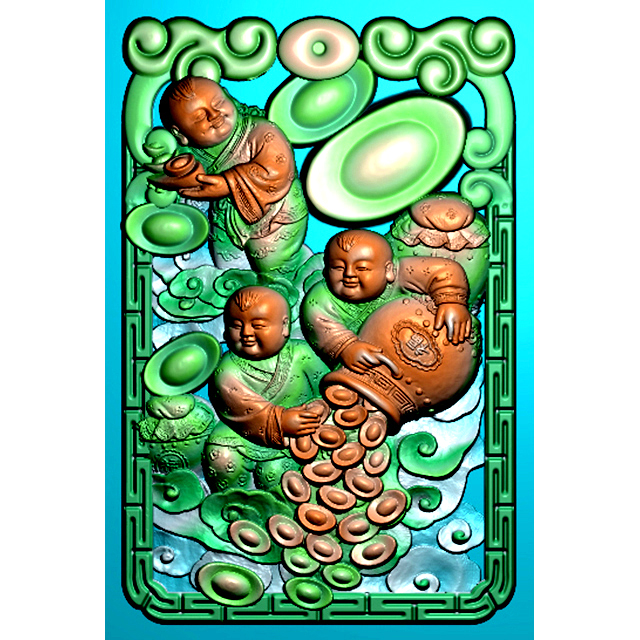 玉雕四六牌精雕图（SLP-0335）展示
