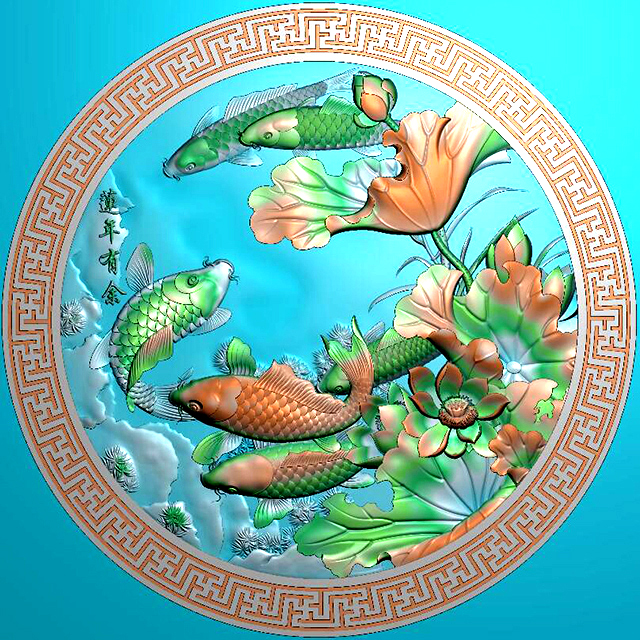  荷花鱼鱼浮雕图（HH-0019）展示