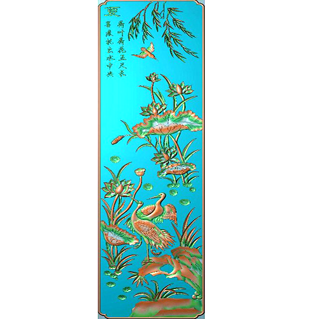 荷花鸟浮雕图（HH-6003）展示