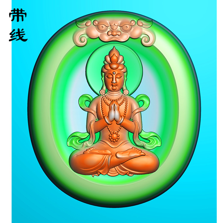 兽头边框观音精雕图(ZGY-019)展示