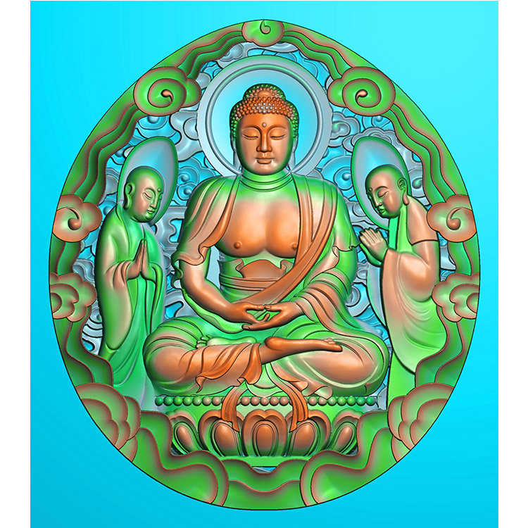 拜佛祖精雕图坐姿佛像精雕图灰度a图(ZFO-027）展示