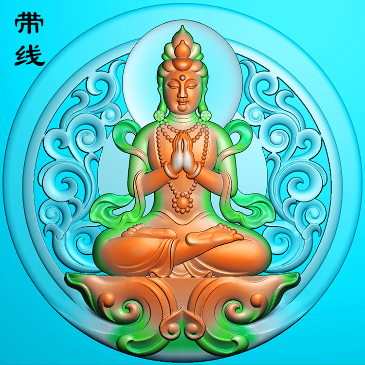 洋花底纹观音精雕图(ZGY-048)展示