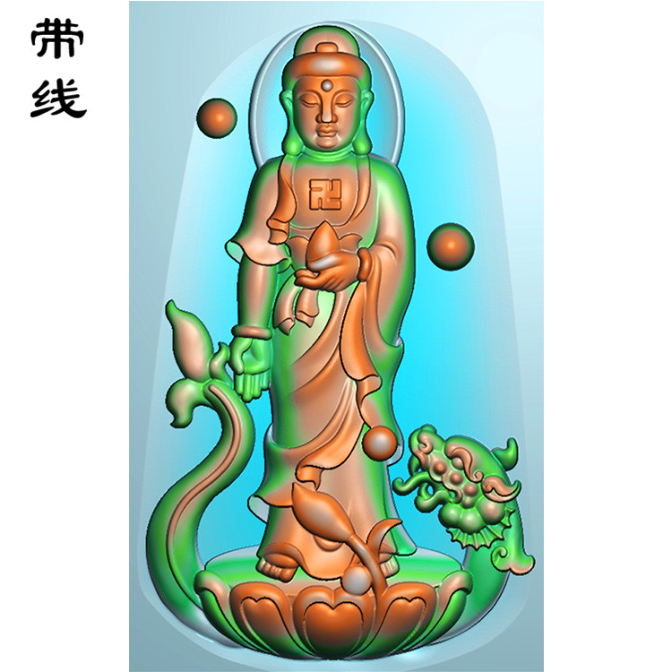  莲花站佛精雕图有线(ZFX-004）展示