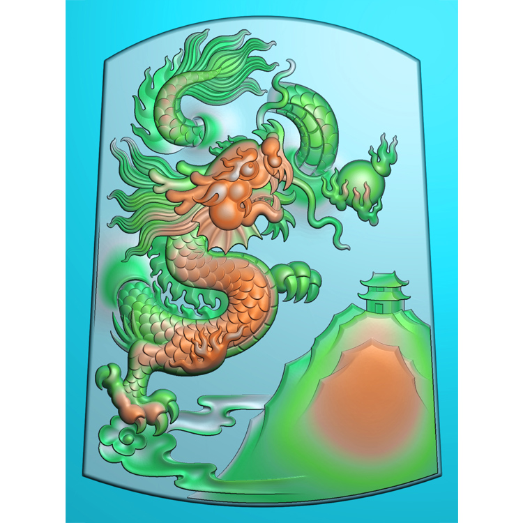 山水建筑龙精雕图(GJL-066)展示