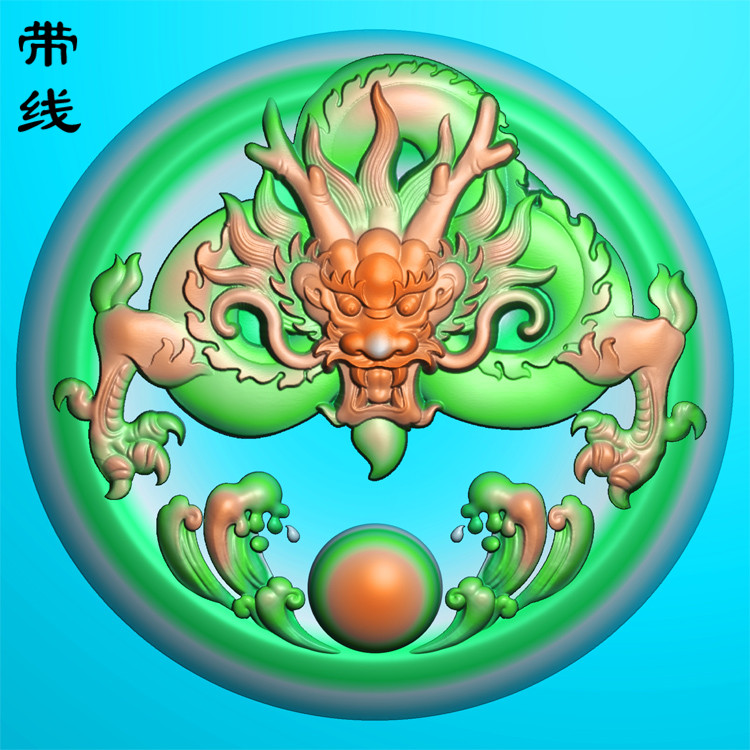 圆形浪花龙精雕图(GJL-074)展示