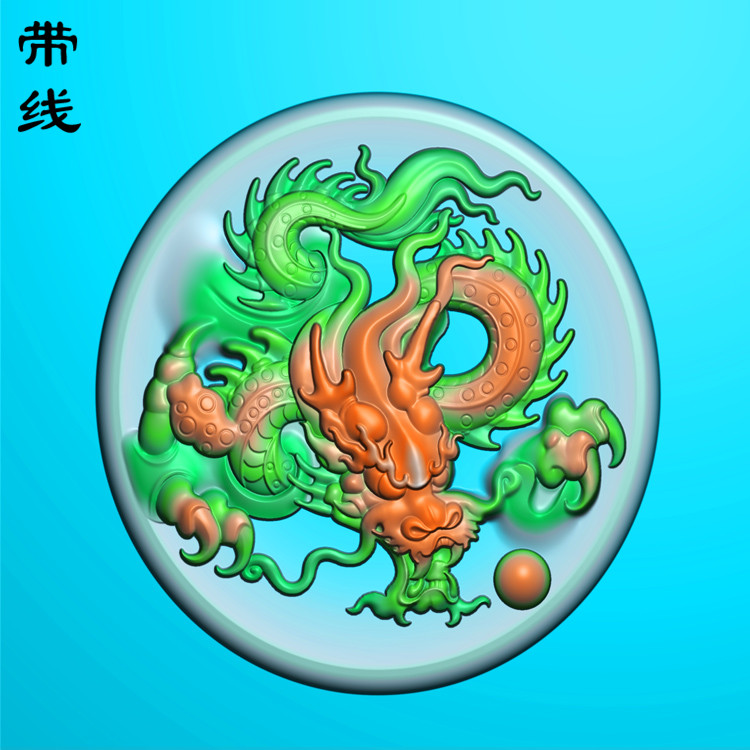 圆牌大头盘龙精雕图(GJL-193)展示
