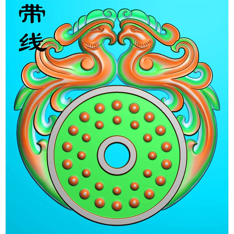 玉雕乳丁双凤呈祥雕图 (GJF-027)展示