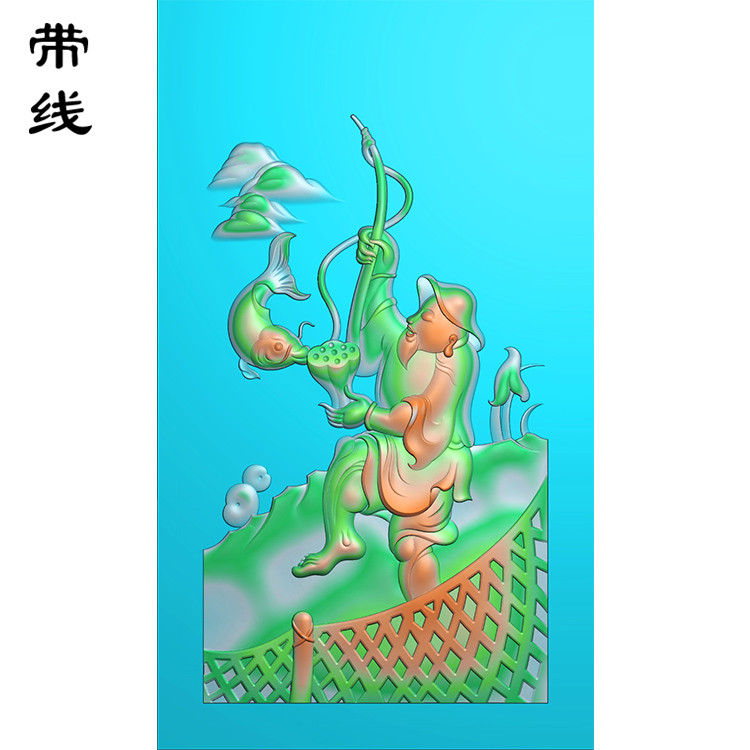 古代人物渔翁得利精雕图(GDR-010)展示