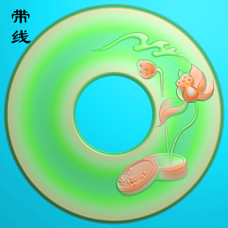 圆盘荷花莲花精雕图(HLN-016)展示