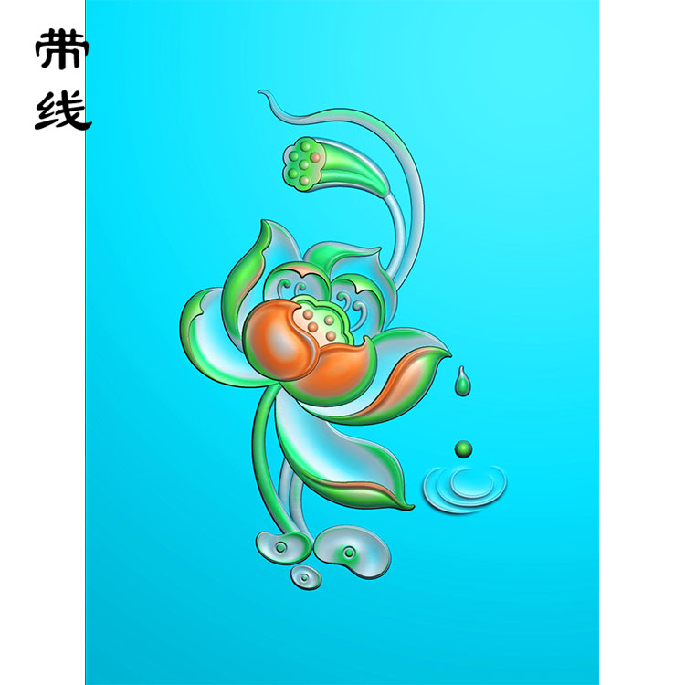 玉雕荷花鸟精雕图(HLN-066)展示