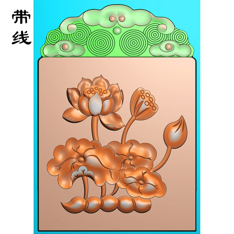 玉雕荷花圆盘精雕图(HLN-069)展示
