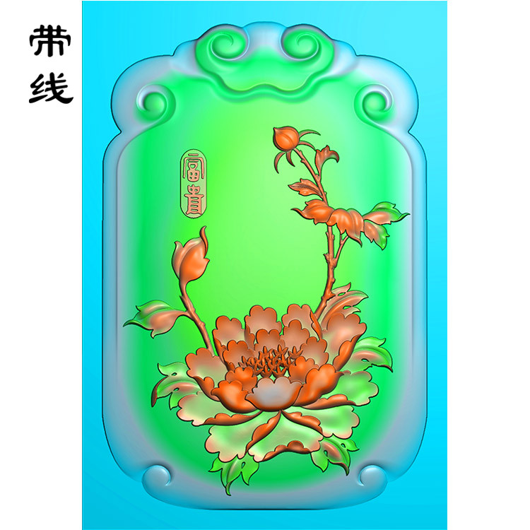富贵牡丹挂牌精雕图(MDN-011)展示