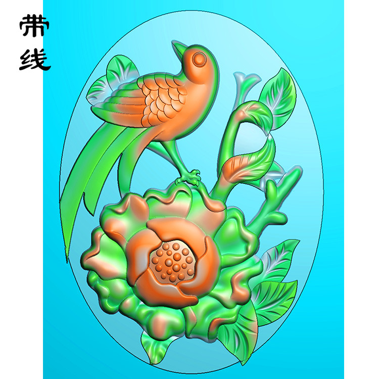 牡丹花鸟精雕图(MDN-015)展示