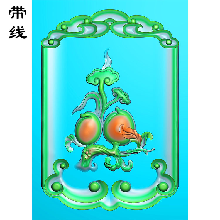 如意桃子挂件精雕图(HC-029)展示
