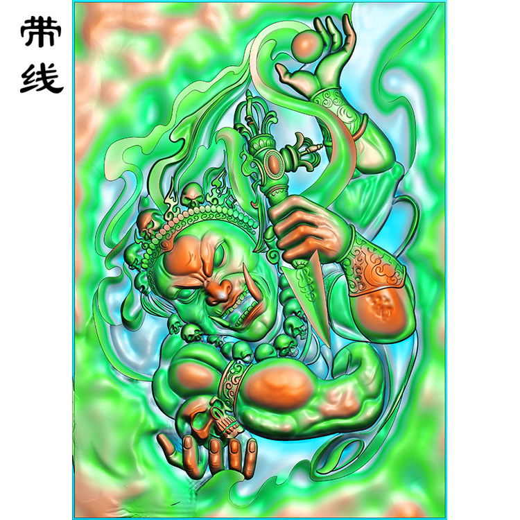四壁黑天辟邪图精雕图(GDR-070)展示
