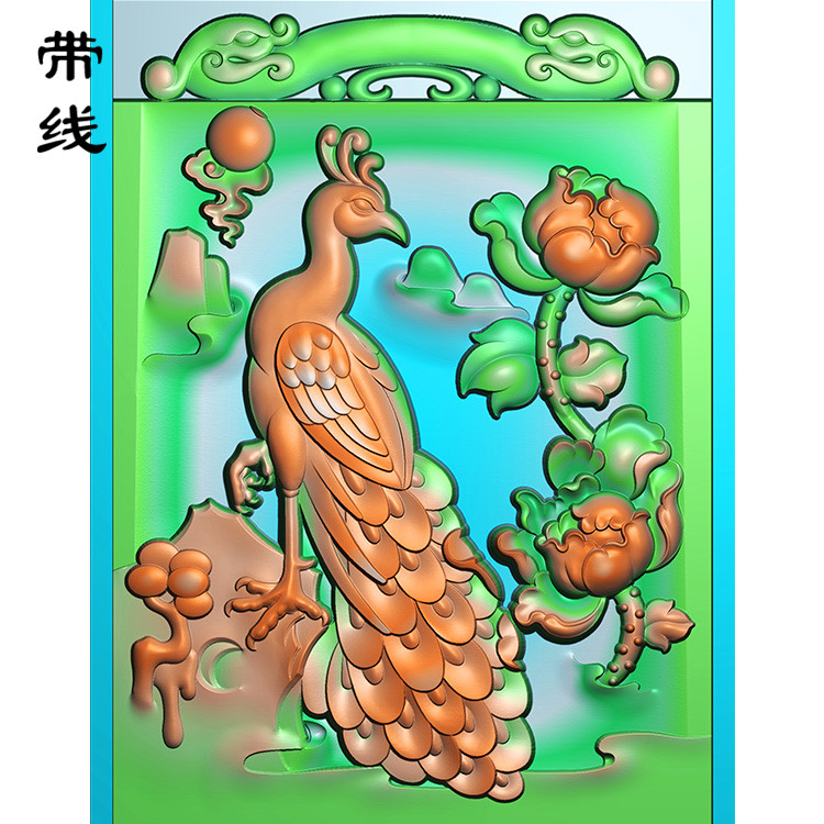 牡丹孔雀精雕图(GKQ-001)展示