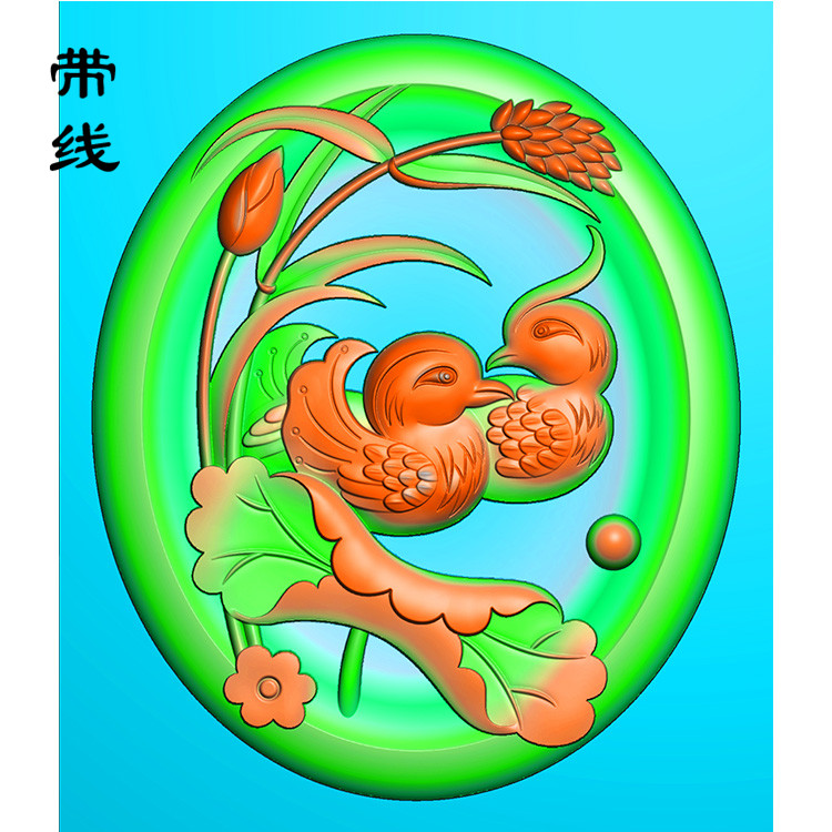 莲花鸳鸯戏水牌精雕图(GYY-005)展示