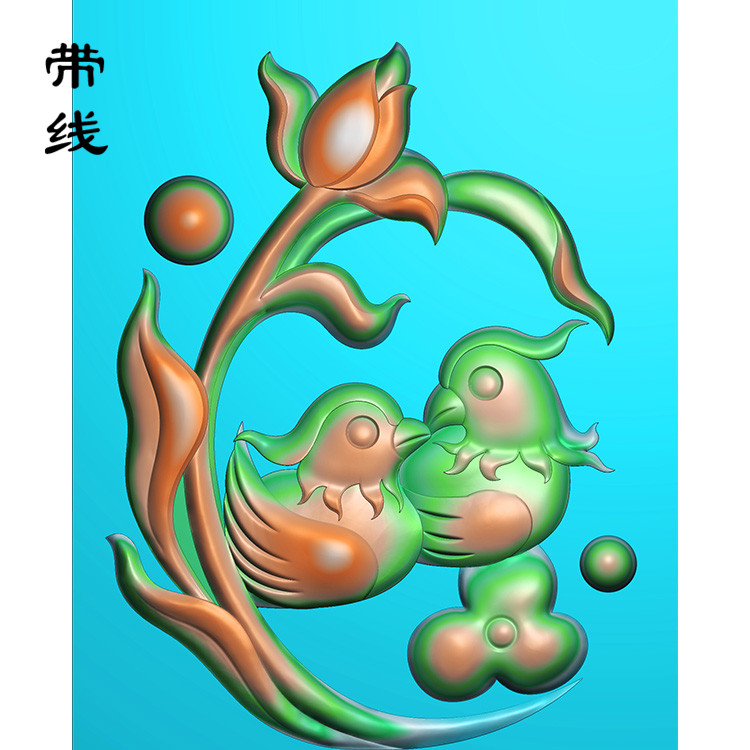 鸳鸯戏水精雕图(GYY-006)展示